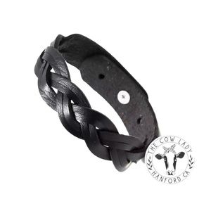 Black Leather Western Cowgirl Cuff Bracelet New